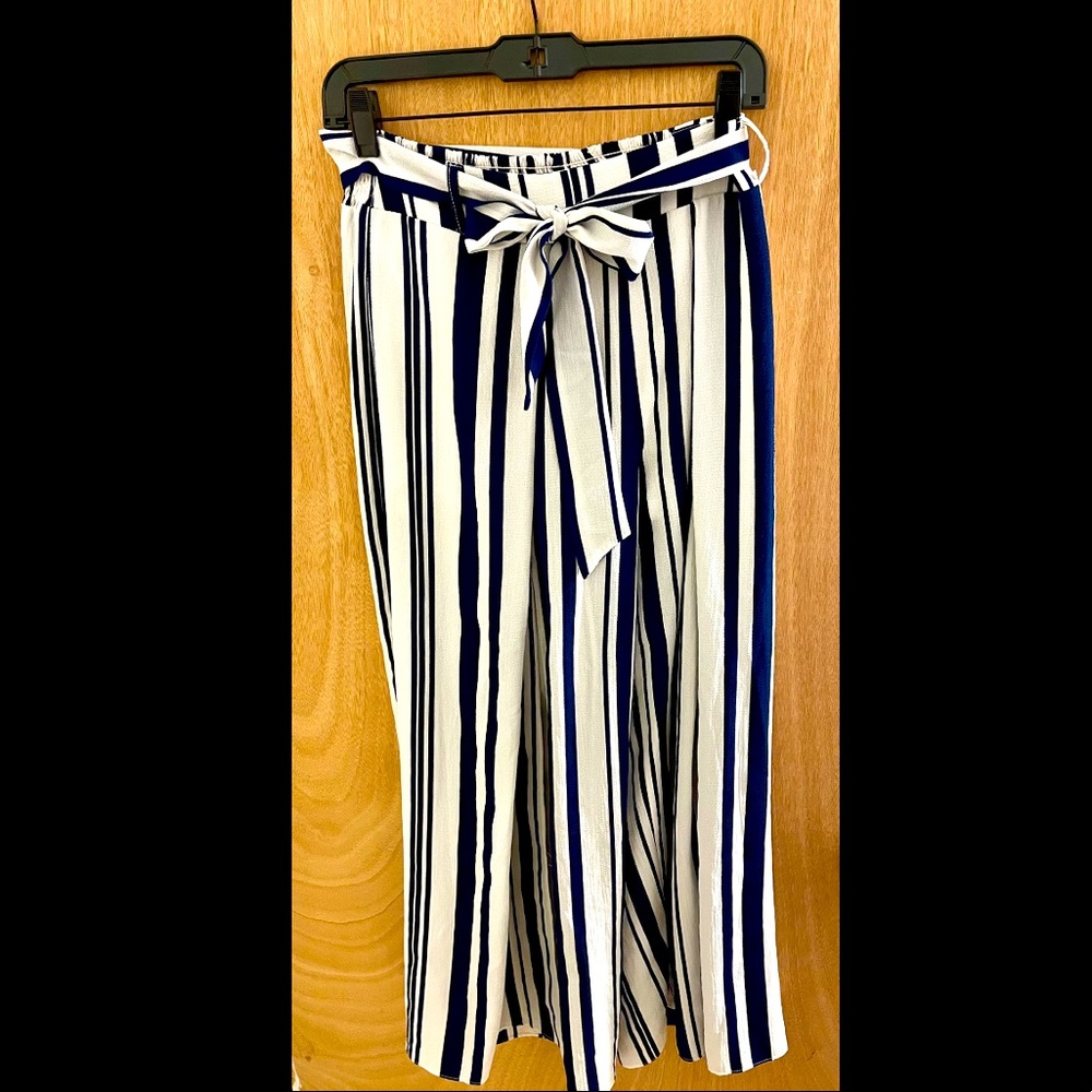 Striped Split Wide Leg Pants